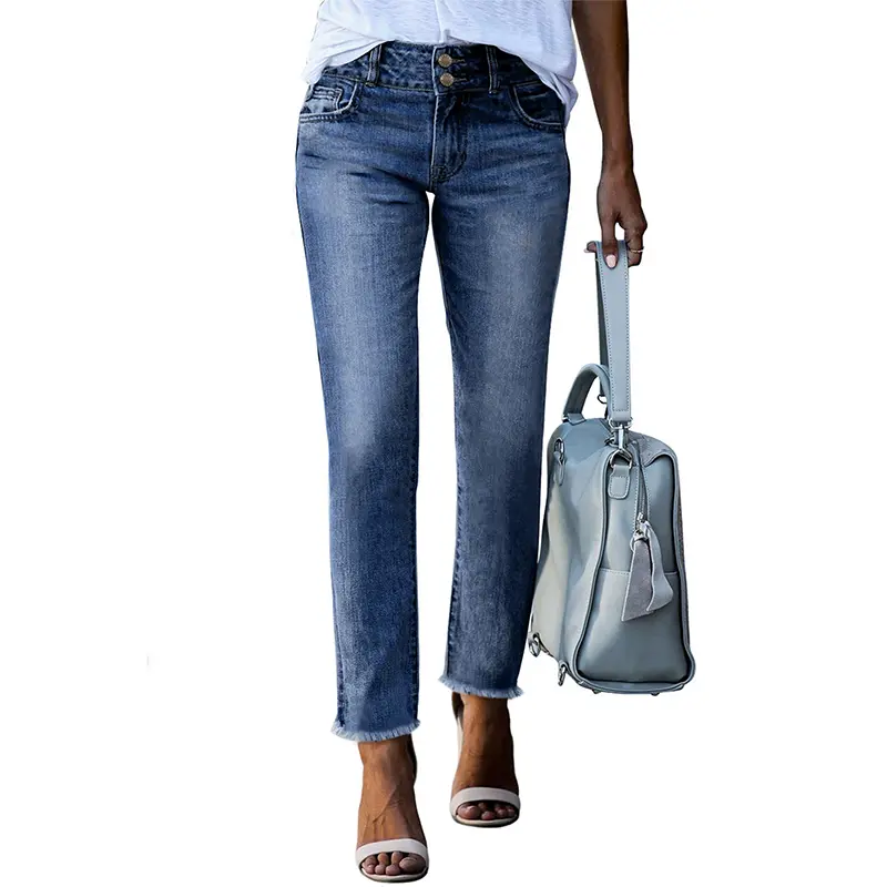 Sidefeel Women's High Waisted Jeans Strechy Raw Hem Straight Leg Zimbaplatinum Ankle Denim Pants with Pockets TikTokShopBlackFriday DealsForYouDays summerwins WeeklyDeals Summer Outfit