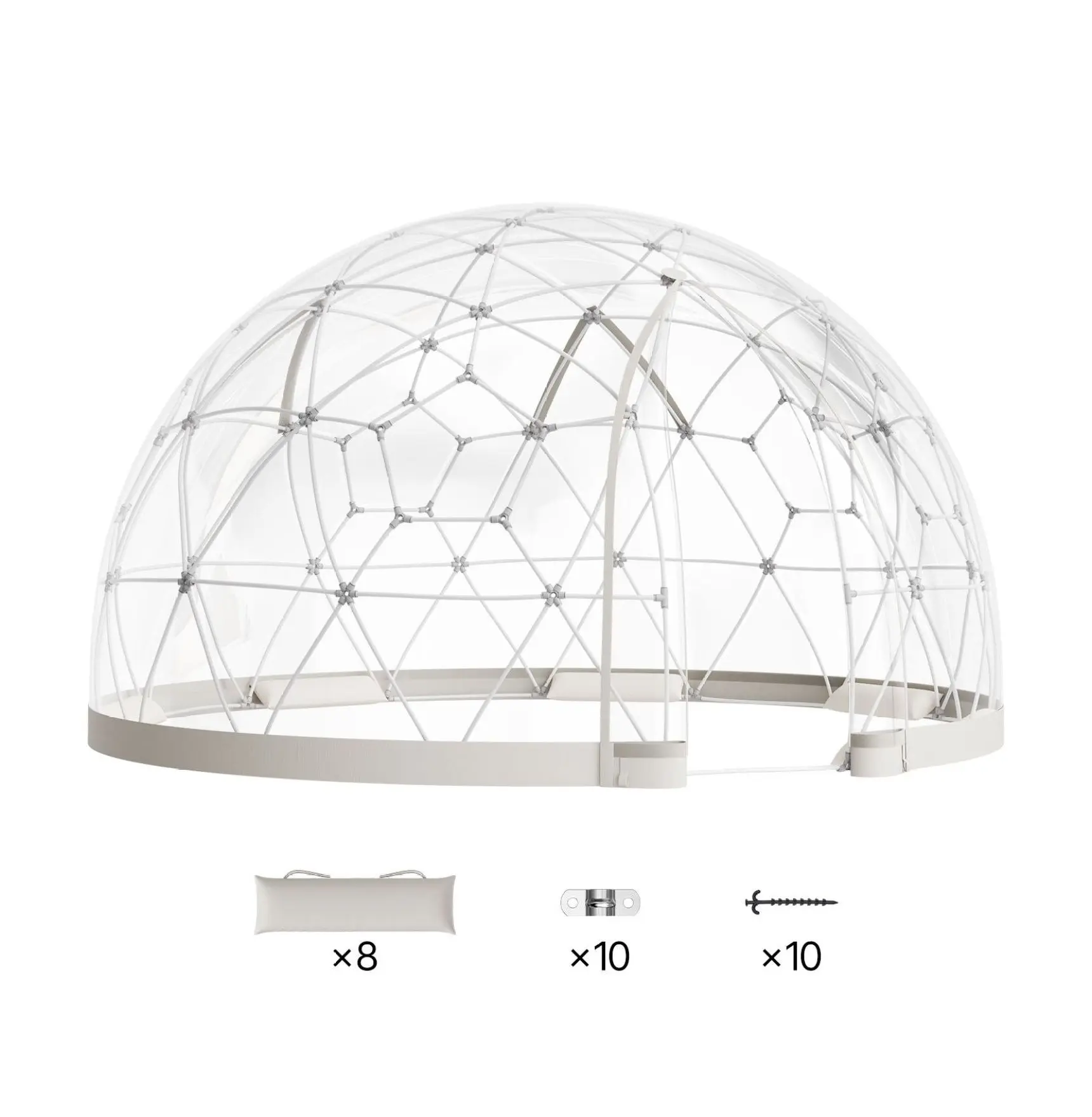 Garden Dome Igloo Tent, 12ft Outdoor Bubble Tent for 4-7 Person, Clear Geodesic Dome Greenhouse, PVC Patio Tent for Backyard Camping Wedding 12 inch