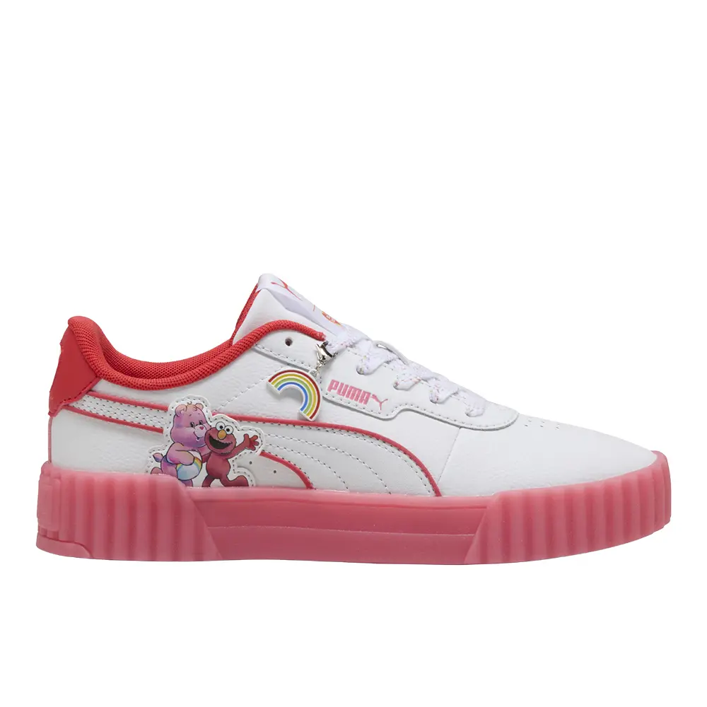 PUMA Womens X Care Bears X Sesame Street Carina 3.0 Lace Up Sneakers Shoes Casual - Red, White PUMA Womens X Care Bears X Sesame Street Carina 3.0 Lace Up Sneakers Shoes Casual - Red, White