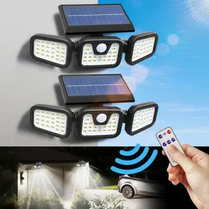 2 Packs Outdoor Solar Lights with Motion Sensor 3 Head Security Lights for Outdoor 9000LM Floodlight Spotlight Wide 270° Lighting Angle US Ultra-Bright 2500LM Eco-Friendly