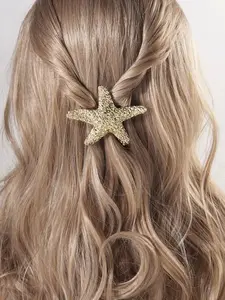 Starfish Design Hair Clip, Boho Style Bling Hair Accessory for Women & Girls, Vintage Barrette for Daily Wear, Parties, Festivals
