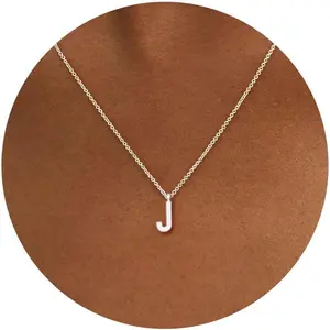 Initial Necklaces for Women - Silver Initial Necklace  White Gold Plated Necklace with Initials, Letter Necklace Monogram Necklaces for Women
