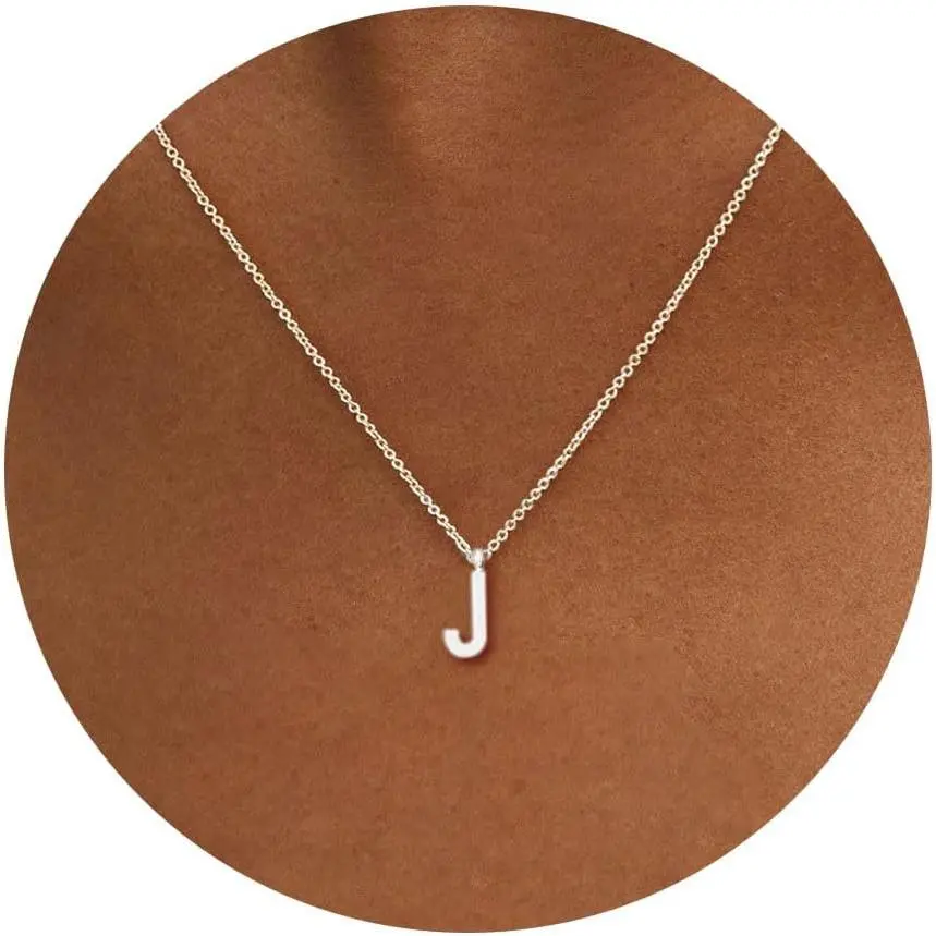 Initial Necklaces for Women - Silver Initial Necklace  White Gold Plated Necklace with Initials, Letter Necklace Monogram Necklaces for Women