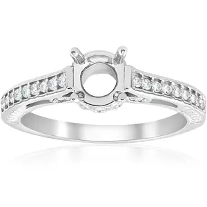Vintage 1/5ct Semi Mount Engagement Ring Setting 14K White Gold