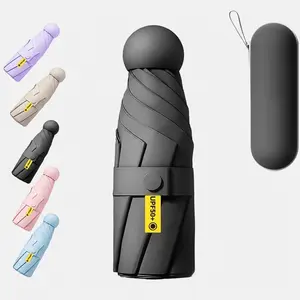 Portable Mini Sun Umbrella with Storage Case - 6 Ribs Lightweight Compact Foldable UPF50+ UV Protection Windproof for Women, Kids,Men