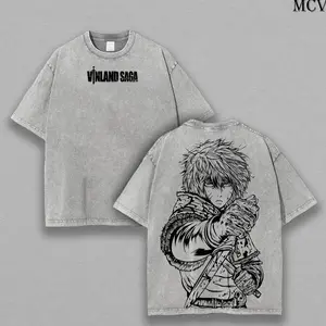 Thorfinn Vinland Saga Oversized Tee, Washed Vintage Viking Anime Shirt, Heavy Cotton Double Printed Menswear Top Underwear T-Shirt Unisex Oversize Manga HI8 5T2