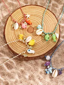 Boho Style Colorful Braided Necklace, Fashionable Ceramic Fish Pendant Necklace for Women & Girls, Trendy All-match & Exquisite Jewelry for Birthday Gift, Fashion Accessories