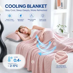 1pc Cooling Blanket with Cooling Sensation｜Polyethylene Cooling Fiber Summer Blanket, Skin-Friendly, Breathable & Lightweight Air Conditioning Blanket, Office Nap Blanket / Sofa Throw / Bedroom Sleeping Blanket, Multiple Sizes Available