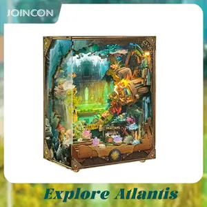 Explore Atlantis store bookend set - LED Light Glowing Fantasy Underwater Castle, Handmade DIY Craft for Bookshelf Decor & Christmas Gift