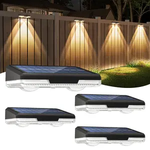 Solar Outdoor Fence Lights, 2/4 Pack, 9 Modes RGB, IP65 Waterproof, for Patio, Deck, Pool Steps, Yard Decoration