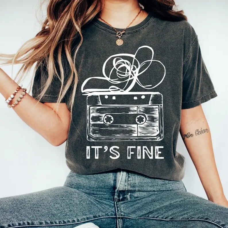 Comfort Colors Retro Cassette Tape TShirt, 100 Percent Cotton It’s Fine Graphic Tee, 90s Music TShirt, Funny Tape Humor Top, Comfy Outfit