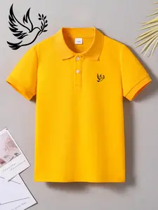 Summer Fashion Short Sleeve Classic Polo Shirt, Peace Dove Pattern, Casual, Sports, School Activities, Loose-Fitting, Preppy Style