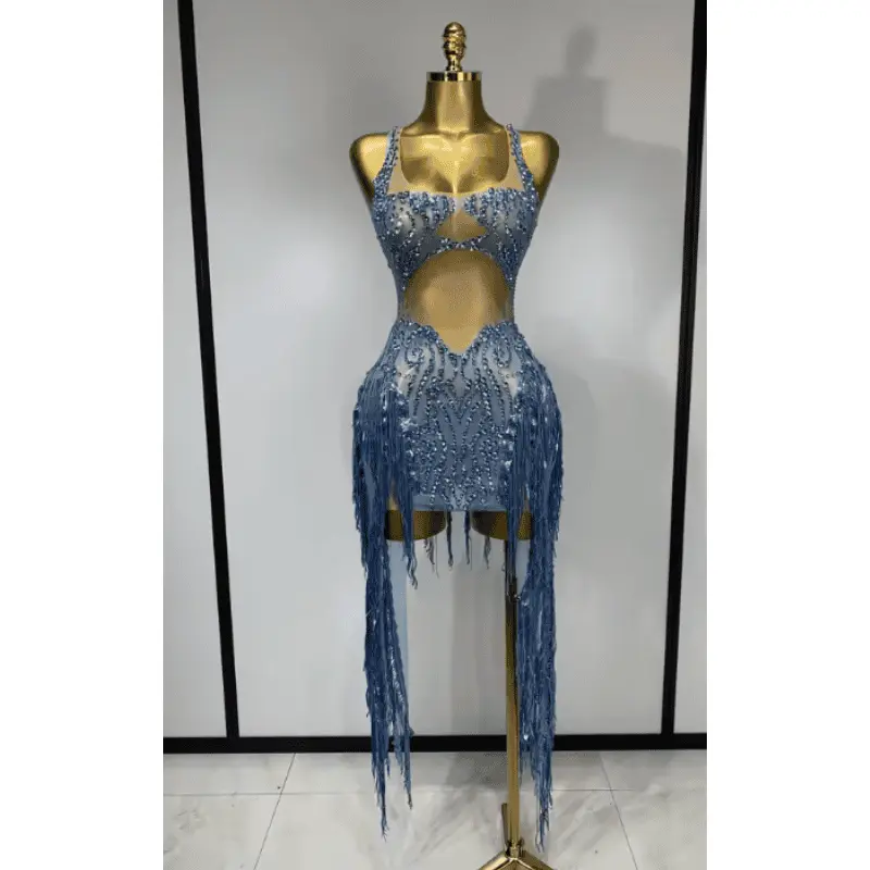 Women's Formal Sequin Prom Dress - Shiny, Rhinestone, Tassel, Sheer Mesh, Sleeveless Bling Body-Con Bombshell Classy Party Dress, Bling Party Dresses, Body-Con Party Dresses