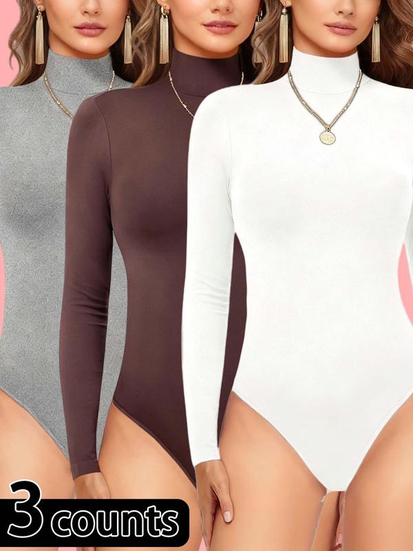 1/3 Counts Women's Plain Turtle Neck Long Sleeve Jumpsuit,Butt Lifting and Tummy Control Bodysuit Jumpsuit,Stylish Thermal Loungewear,Basic Tops,Slim Fit Cute Teen Girls Fall Winter Y2k Clothes 2025,Womenswear，Suitable For Daily Wear，Fashion Outing