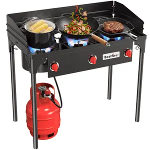 [DEALS FOR YOU] BESTFIRE 225K BTU Triple Burner Camping Stove, Portable Detachable Legs( with/without) Windpanel , High-Pressure & Fast Heating, Suitable for , Baking, Frying home brewing removable leg turkey propane picnic cooker outdoor cooking    bbq