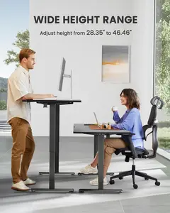 “47-Inch Height Adjustable Electric Standing Desk – Sit Stand Computer Desk with Memory Settings & 2-Piece Desktop for Home Office (Black)”