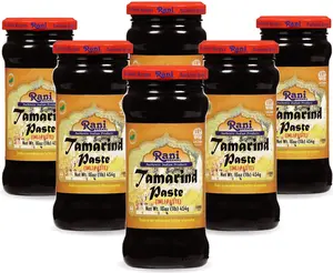 Rani Tamarind Paste Puree (Imli) 16oz (1lb) 454g Glass Jar, No added sugar, Pack of 5+1 FREE ~ All Natural | Vegan | Gluten Free | No Colors | NON-GMO | Kosher | Indian Origin