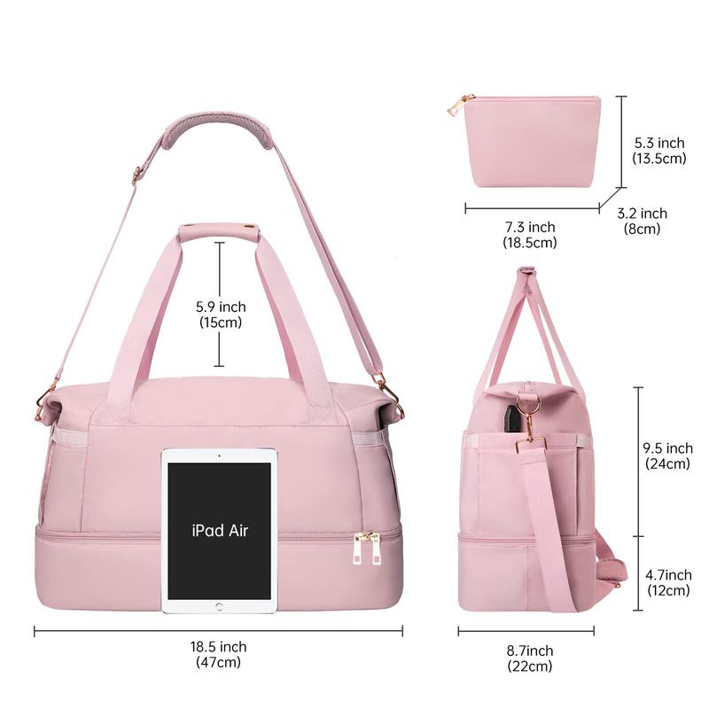 [With USB rechargeable] Sports fitness bag for men and women with independent shoe compartment + wet and dry separation bag Travel training bag Business trip overnight/weekend short trip/yoga fitness handbag Durable Gym Bag with Compartments gym  bag