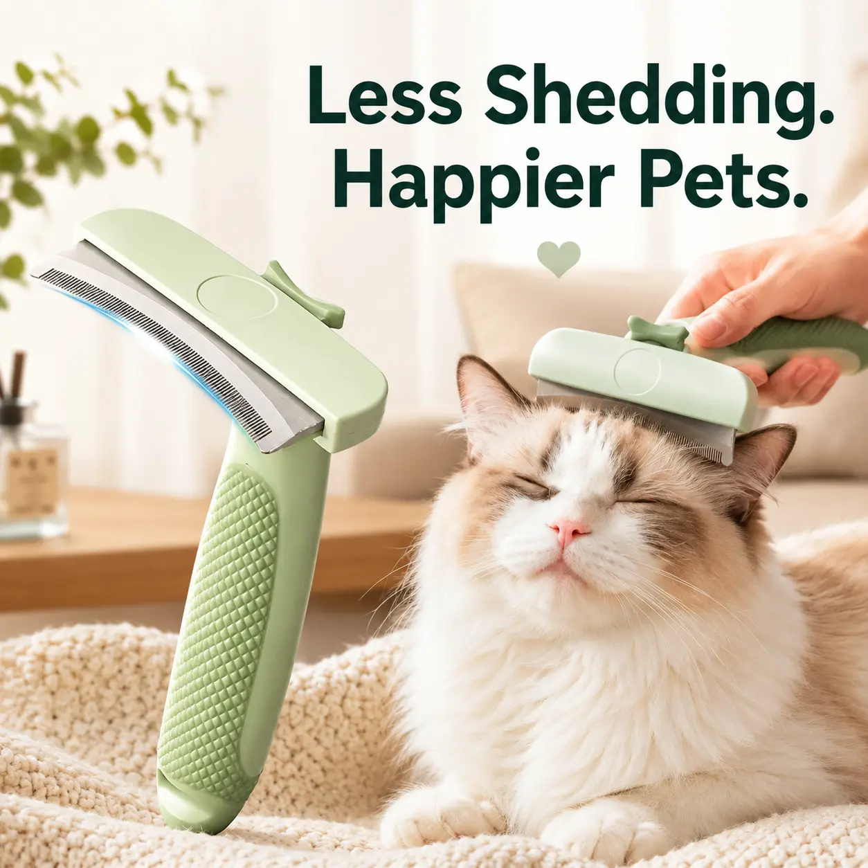 Professional Pet Undercoat Rake for Dogs & Cats, Long Hair Dematting Comb, Removes Loose Fur and Knots, Gentle Grooming Tool for Routine Coat Care，sleek, ez, brush