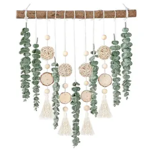 21’’ Eucalyptus Wall Hanging Decor – Artificial Greenery Leaves with Wooden Stick, Boho Farmhouse Wall Decor, Rustic Aesthetic Room Decor for Bedroom, Bathroom, Living Room & Kitchen Home Decoration