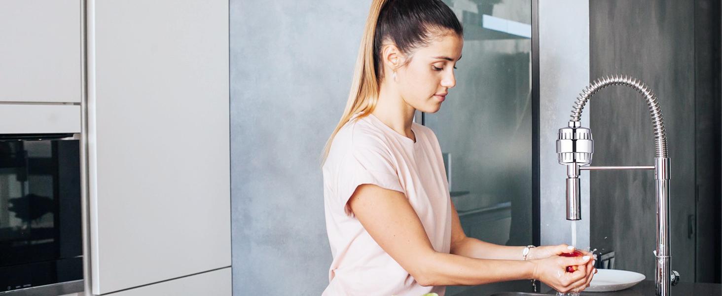 Shower Filter, 20 Stage Shower Head Filter for Hard Water with High Output Shower Water Filter to Remove Chlorine, Fluoride and Other Impurities, Improves Skin Condition, Protects Hair