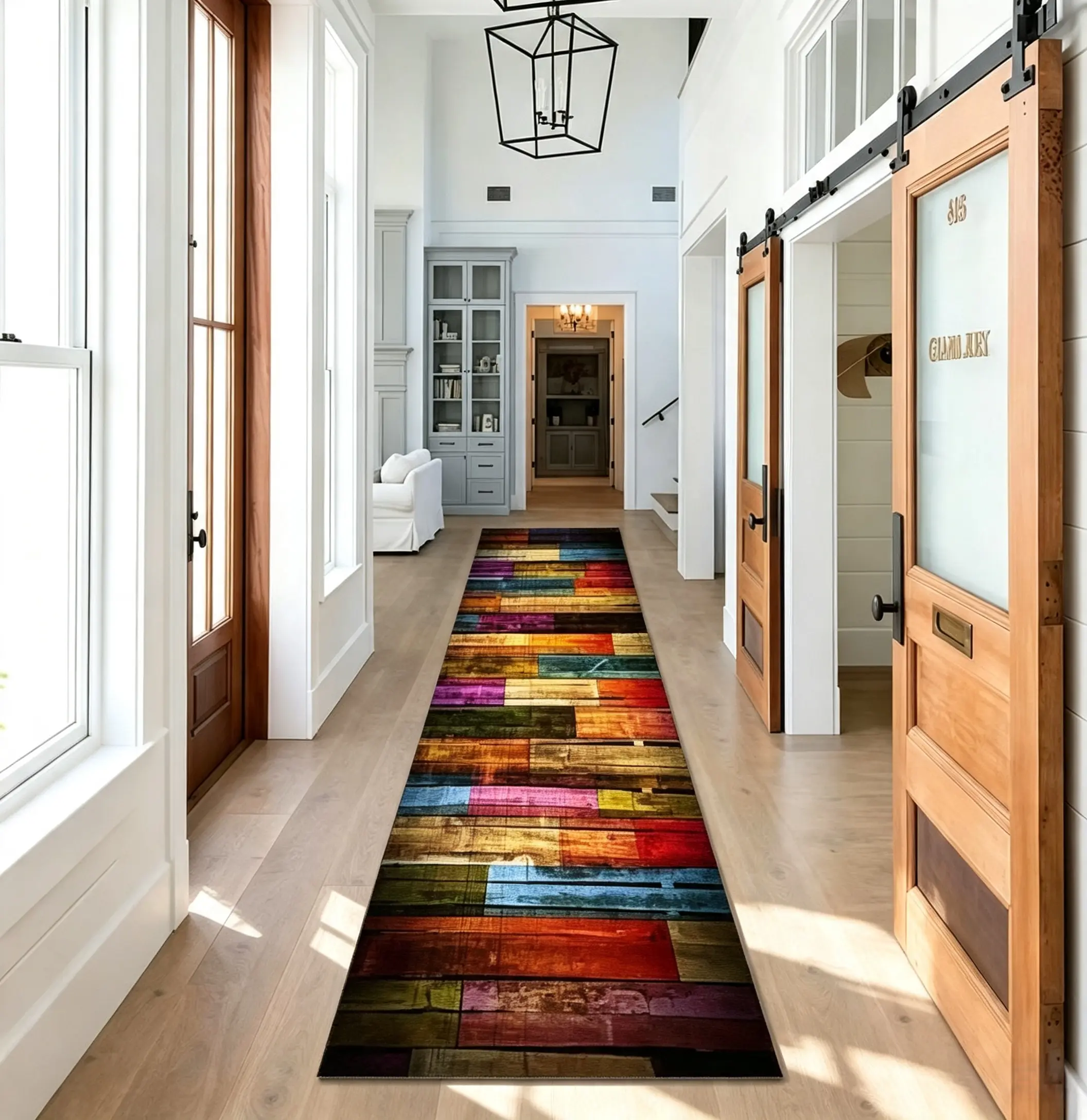 Long Runner Rug with Two-Tone Leaf Print | Non-Slip Backing Perfect for hallways, entryways, kitchens, bedrooms, laundry rooms, bathrooms & porches. Indoor & outdoor usable, stylish home decor floor mat, wear-resistant, keeps your floors cozy & elegant.