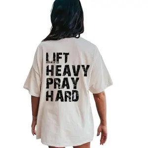 Lift Heavy Pray Hard Shirt, Christian Themed Shirt For Women, Trendy Christ Gym Buddy T-shirt, Gift For Christian Bff, Gym Tee Shirt