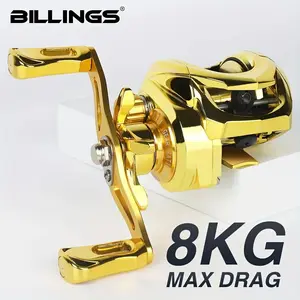 BILLINGS GD200 Series Baitcasting Fishing Reel 7.2:1 Gear Ratio 18LB Brake Strength Stainless Steel 5+1BB Suitable for Freshwater and Saltwater, Fishing Accessories, Fishing Supplies, Fishing Gear Set