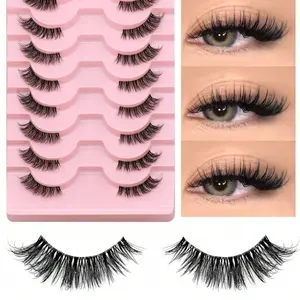 10 Pairs Half Lashes Clear Band Eyelashes Cat Eye False Eyelashes Short Soft 3d Faux Mink Eyelashes Soft Natural Makeup(
