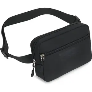 Belt Bag,Nylon Cross  Fanny Pack for Women Men, Fashion  Packs,Crossbody Bags with Adjustable Strap (Black)