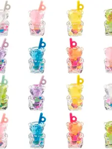30 Pcs mixed color transparent resin 3D beverage bear cup bottle pendant DIY crafts hanging keychain packaging jewelry making