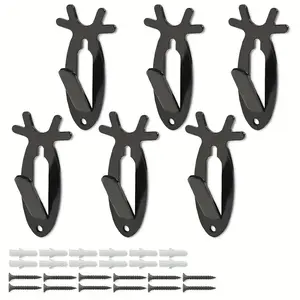 6Pcs European Mount Skull Wall Hanger Hook Deer Antelope Antler Mount Bracket Organiser,European Deer Antler Style Mount Skull Wall Hanger,6pcs Black Utility Hooks #springtok