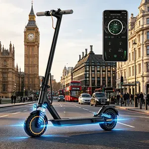 A Foldable Electric Kick Scooter with App Support, 36V 10.5AH Battery, 8.5-Inch Solid Tires, Dual Suspension, Fast Charging for Urban Daily Commuting