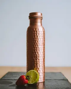 Copper Water Bottle - 34 Oz Extra Large - A Hammered Ayurvedic Pure Copper Vessel For Drinking - Drink More Water, Lower Your Sugar Intake And Enjoy The Health Benefits Immediately