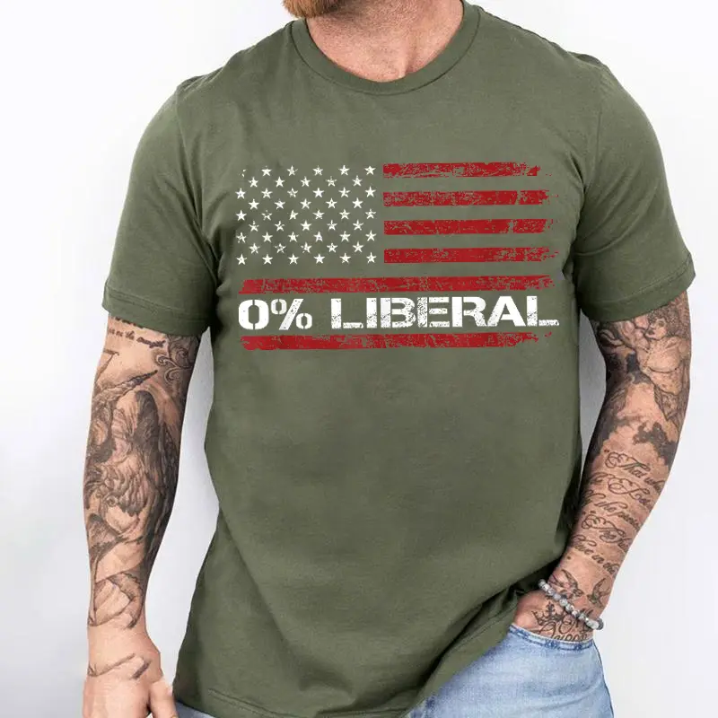 0% Liberal T-shirt, Republican Shirt, Men Streetwear Tee, Patriotic Shirt, Unisex Graphic Cotton Short Sleeve