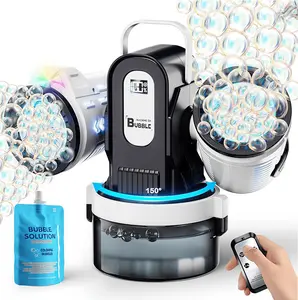 Belemar Dual-Engine Bubble Machine with RGB Lights & Remote Control, 150° Auto Rotation, Battery Status Display, Type-C Rechargeable,700mL Tank,Bubble Maker for Kids, Parties, Weddings, Outdoor Events