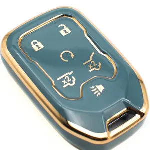 Chevy Chevrolet Suburban Tahoe GMC Terrain Yukon Yukon XL Smart Key Fob Cover with 6 Buttons TPU Protection Shell