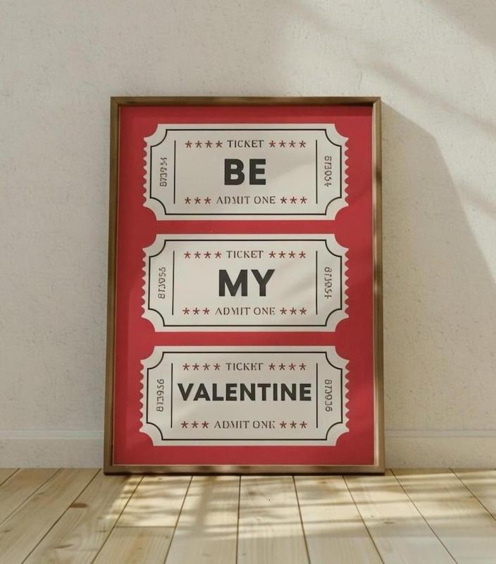 Be My Valentine Poster, Valentine’s Ticket Print, Romantic Wall Art, Valentine’s Day Gift