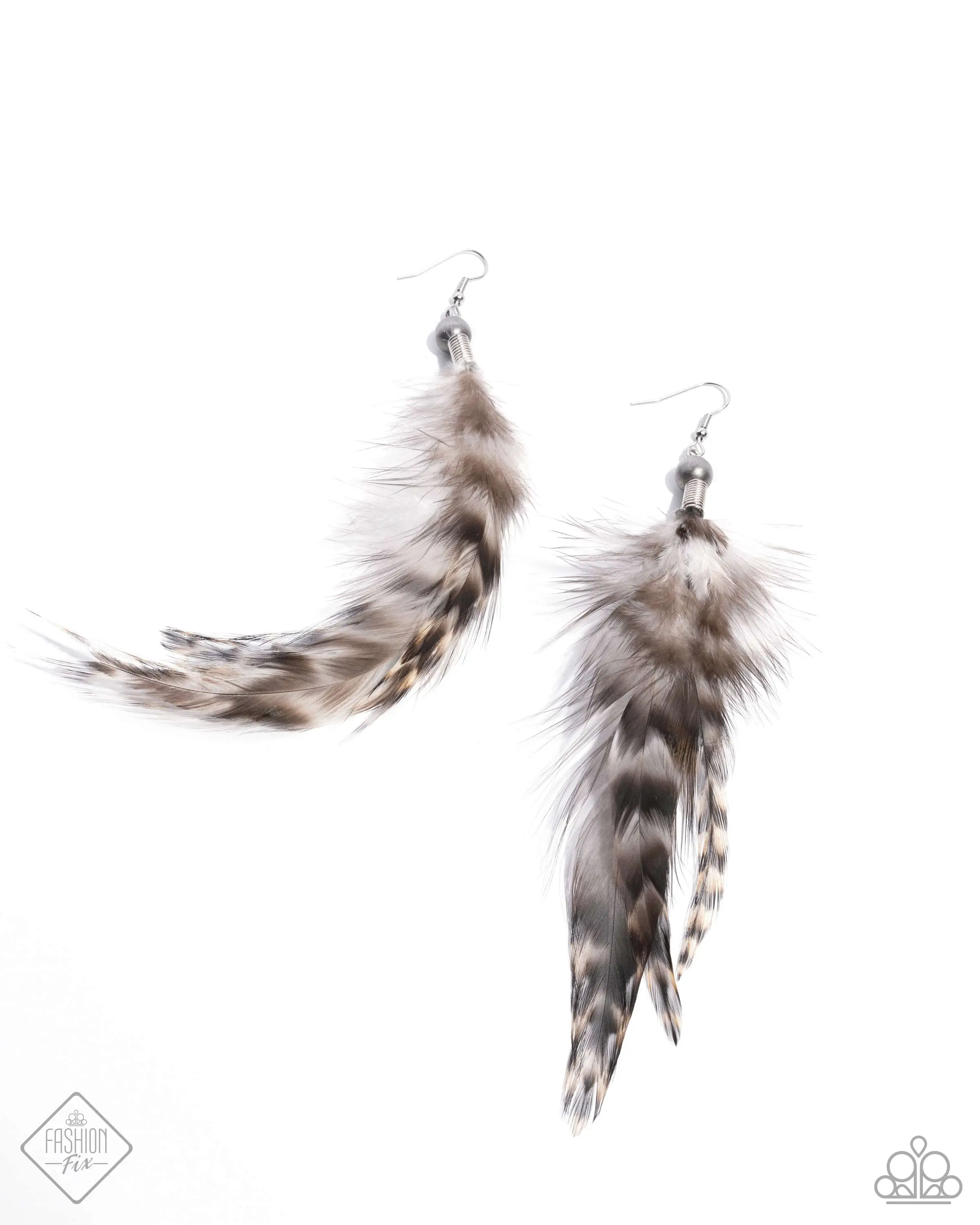 Delicate Desert - Brown Feather Silver Earrings - Paparazzi - Fashion Fix  August 2024