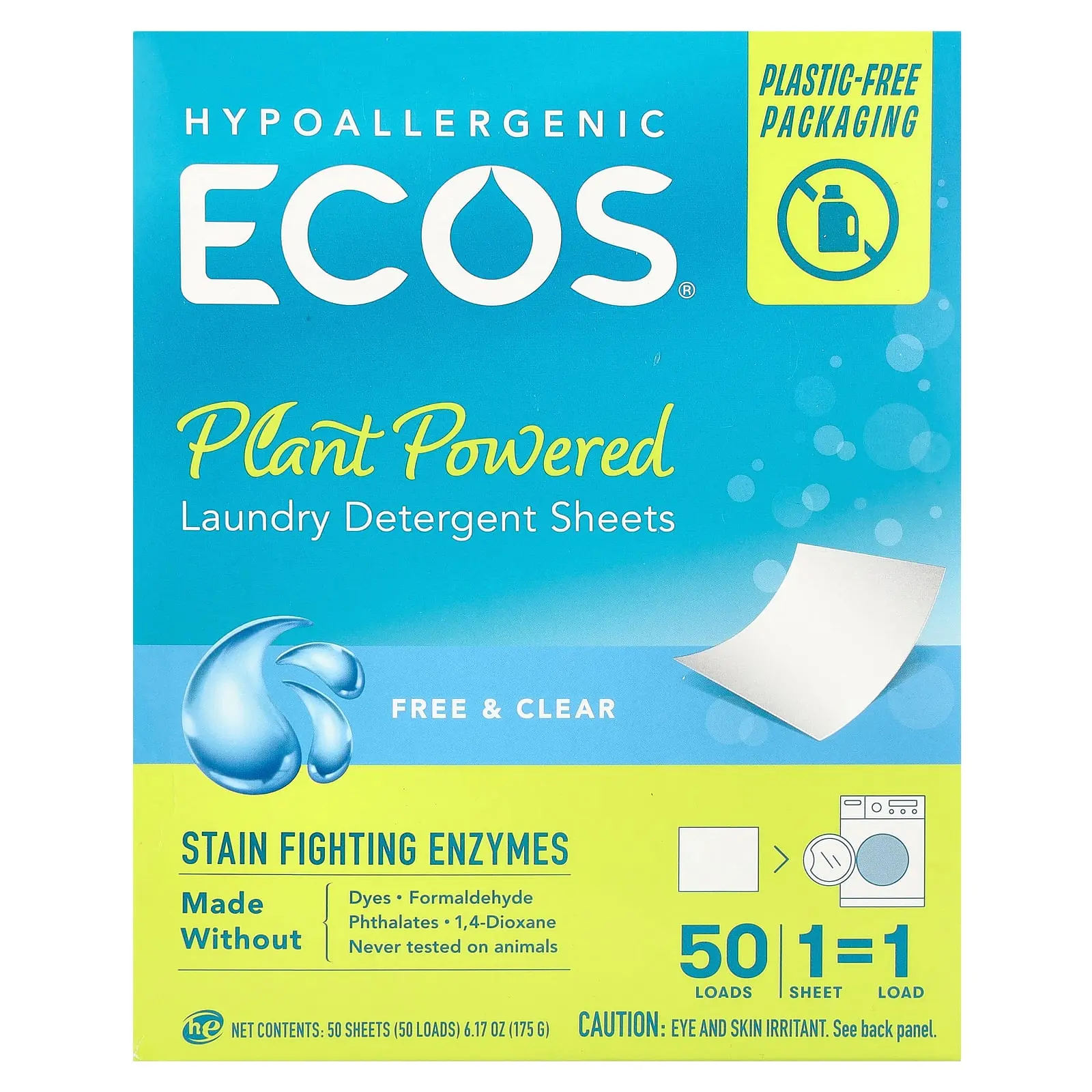 Ecos®, Plant Powered Laundry Detergent Sheets, Free & Clear, 50 Sheets Ecos®, Plant Powered Laundry Detergent Sheets, Free & Clear, 50 Sheets
