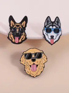 3-Pack Cool Dog Pins Golden Retriever German Shepherd Husky Sunglasses Style, Cute Streetwear Accessories for Pet Lovers Fashion
