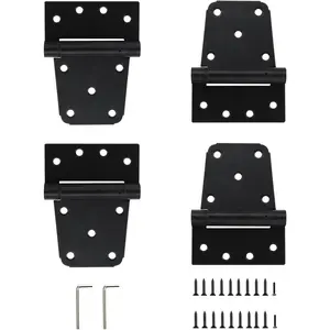 3-1/2" Heavy Duty Self-Closing Spring Automatic T Gate Hinges, Black Steel Finish with Screws 4-Pack for Wood Fence Gate Vinyl Shed Door