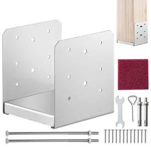 VEVOR 6x 6 Post Base, 1Pcs Stainless Steel Adjustable Post Anchor Bracket(Internal 5.9x 5.5), Adjustable Post Base for Pavilion Deck Porch Handrail Railing Support Decorative Anchor Plate