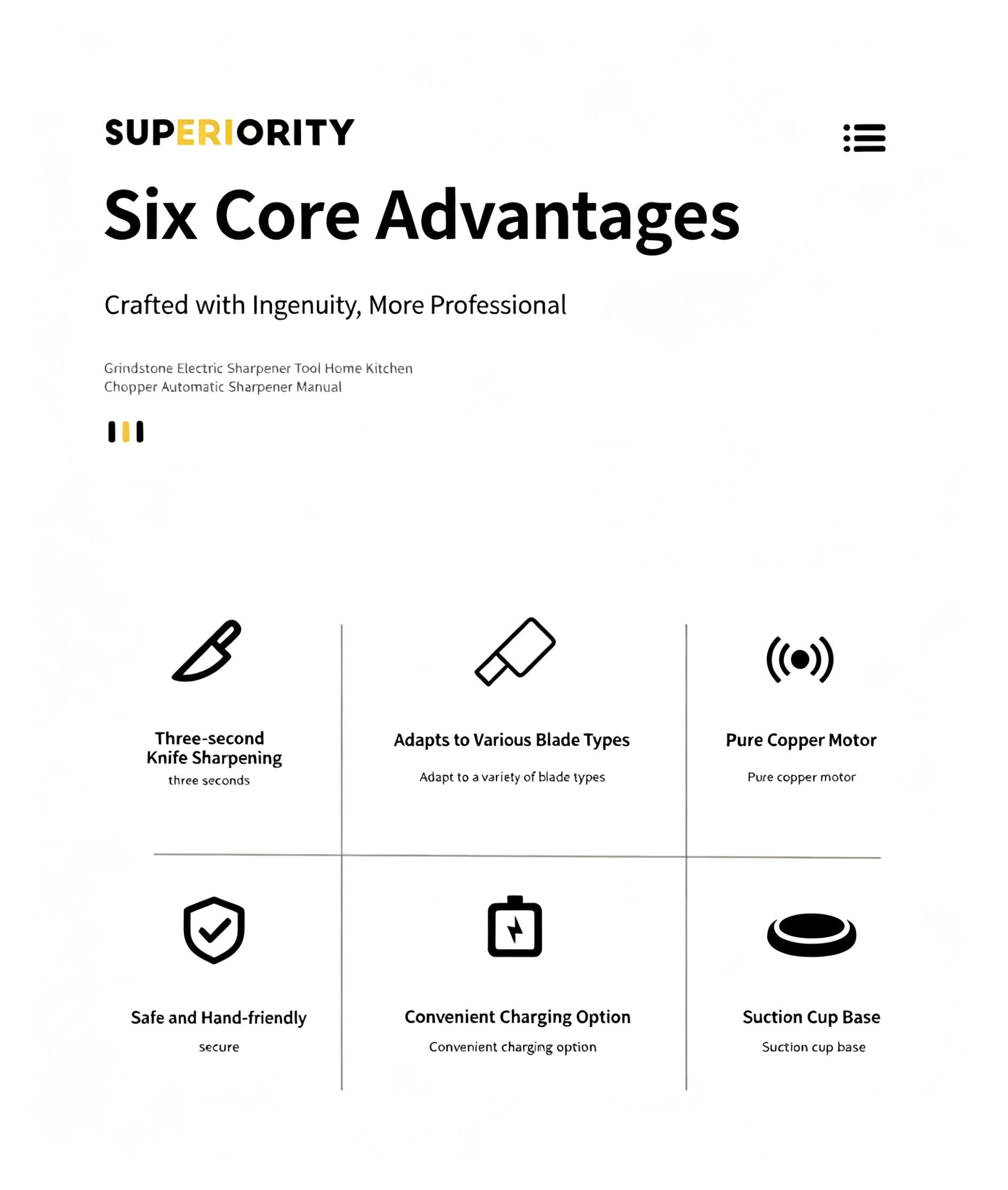 2026 Must-Have Kitchen Gadget! Electric Knife Sharpener, Coarse & Fine 2-Stage Automatic Sharpening Station, Easy Press for All Kitchen Knives