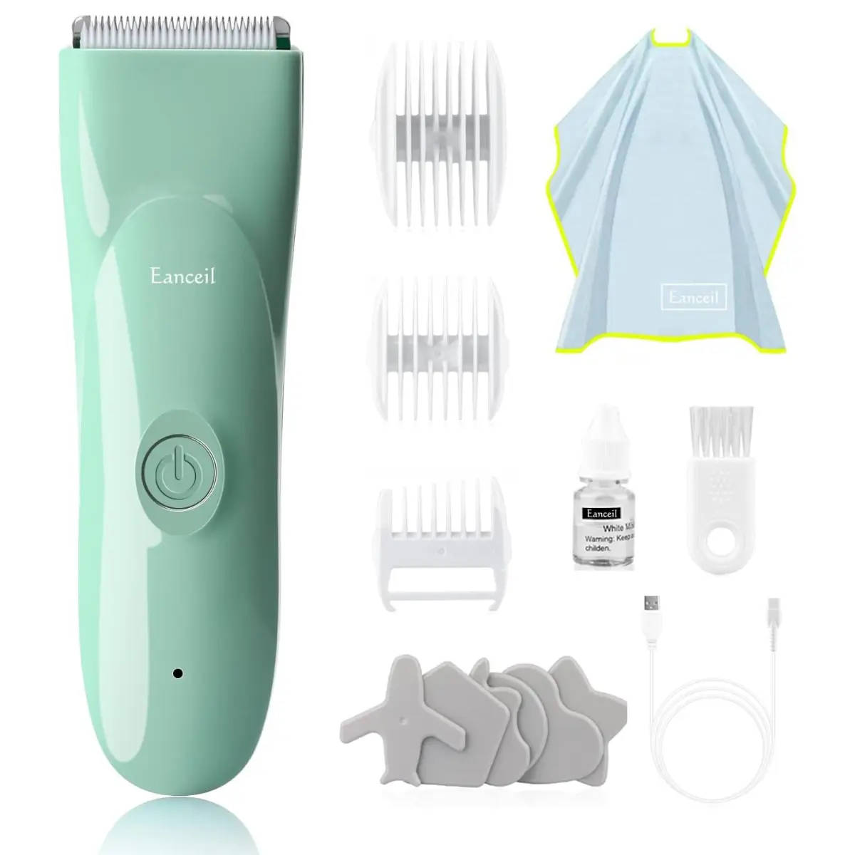 Ultra Quiet Electric Hair Clippers for Kids, Waterproof Cordless Haircut Kit with Ceramic Blade, Charges via AC Adapter & Power Bank, 600Mah, Convenient Charging, Wet/Dry Hair Trimmers & Clippers, Rechargeable Hair Trimmers & Clippers