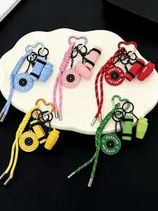 Yoga-Themed Keychain, Stylish Multifunctional Sports Keychain, Keychain Wristlet, A Combo Of Mini Yoga Mat + Sports Water Bottle Keychain, Dopamine Colors, Suitable For Matching Clothes, Backpack, And Car Keys