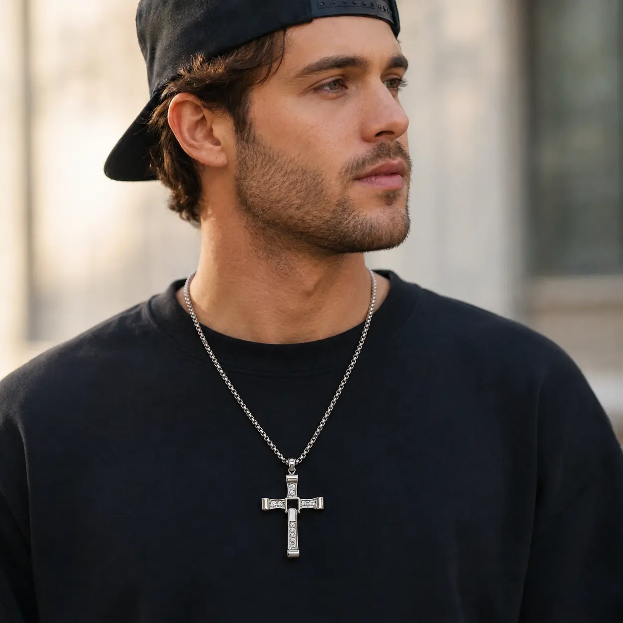 Unisex Minimalist Faith Cross Necklace,Father's Day Gift Inspired Cross Necklace - Empowering Pendant for Active Lifestyles - Perfect Gift for Cinema & Sports Fans