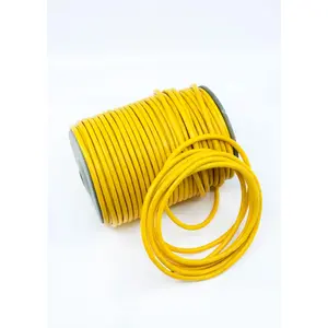 Bright Yellow, 5mm Round Leather Cord, sold by the foot