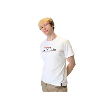 Pulseline White T-Shirt for Men - Slim Fitted Short Sleeve Crew Neck Casual Minimalist Modern Summer Menswear with LVLL Logo