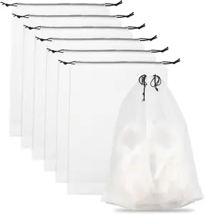 6 Pack Shoe Bags for Travel – Transparent, Waterproof, Portable Shoe Storage for Packing (15.7" x 11.8") – Travel Essentials for Men & Women